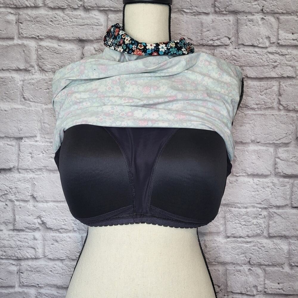 Lands End Swim Top Tankini 6 Black Blue Coral Ditsy Floral Padded Scoop Neck 14P - Picture 6 of 8
